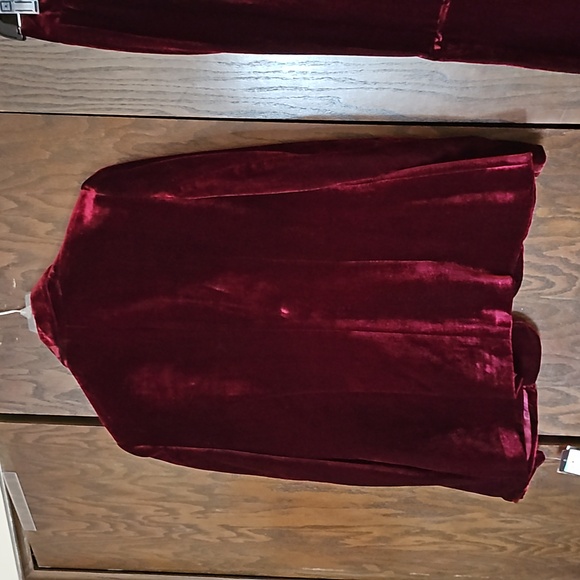 NWT Anne Klein Modern Fit 2PC Women’s Suit Velour Velvet Ruby Red Size 8 - Picture 5 of 6